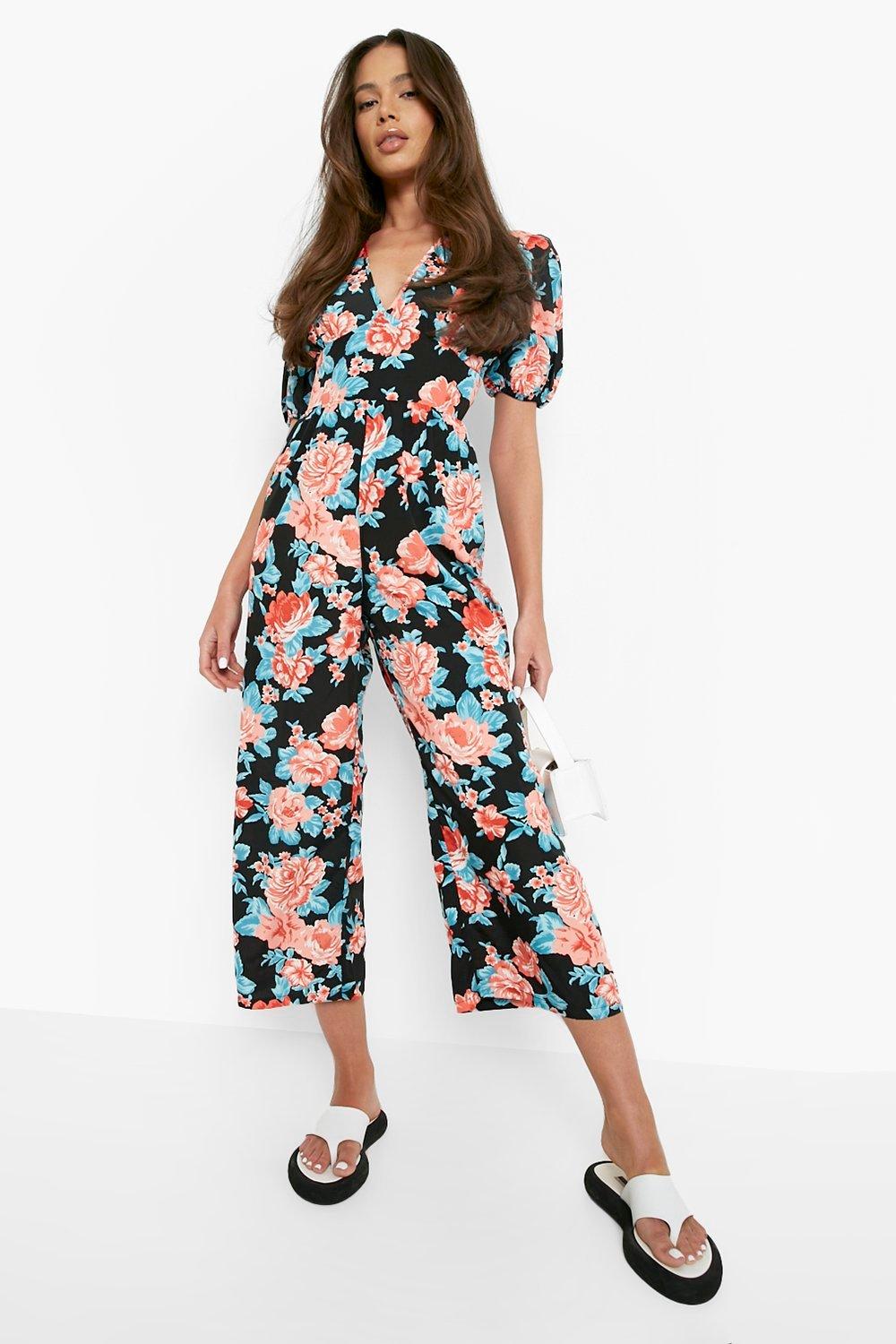 Tropical Plunge Culotte Jumpsuit