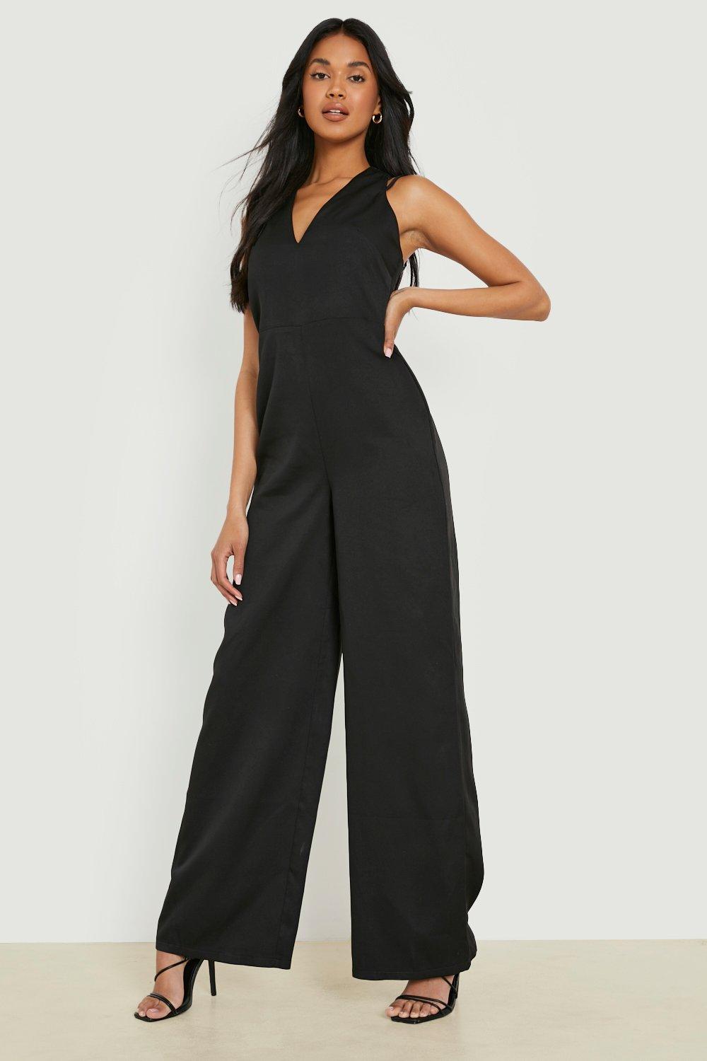 Plus Woven Puff Sleeve Belted Taper Jumpsuit