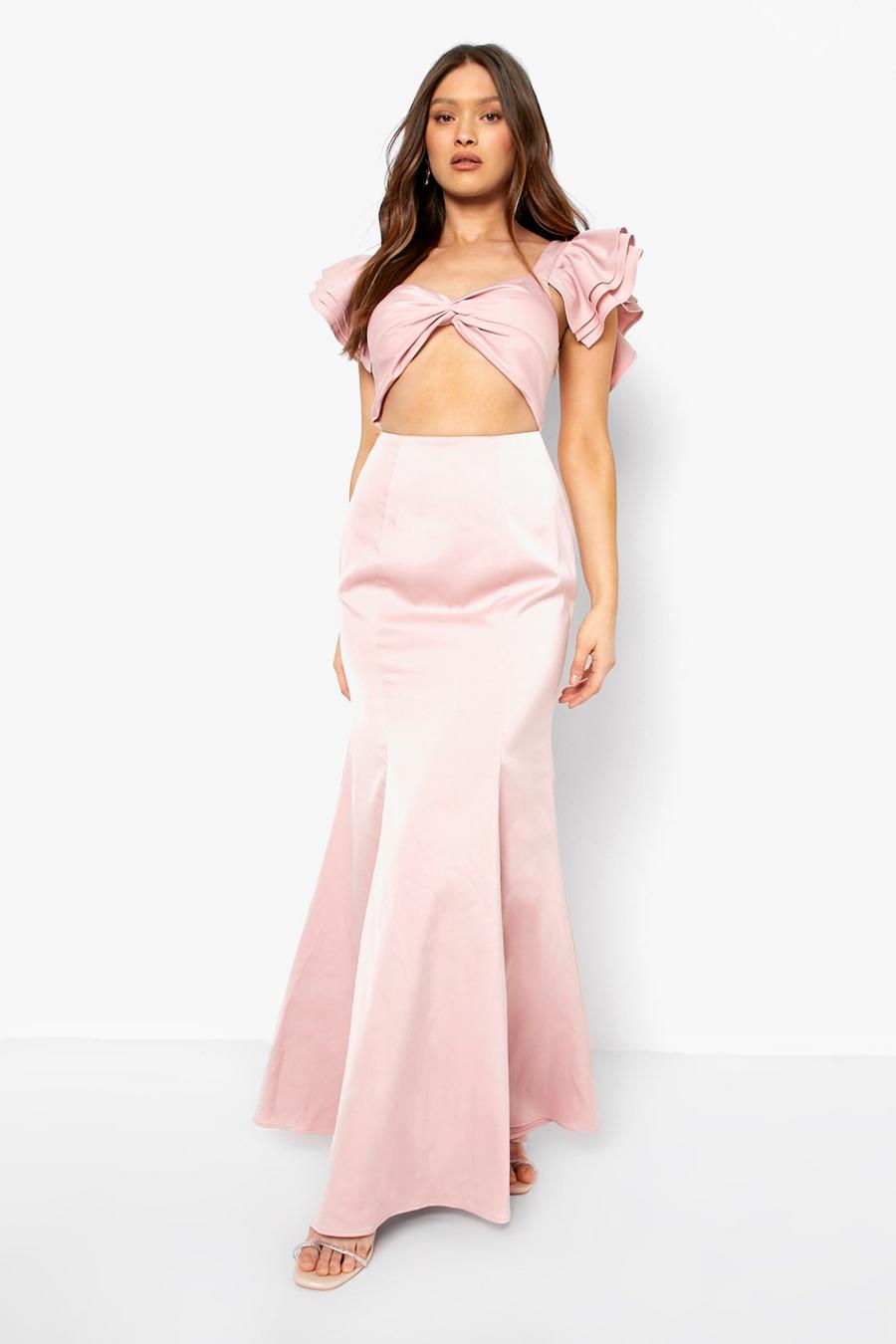 Pink Twist Front Fishtail Detail Dress image number 1