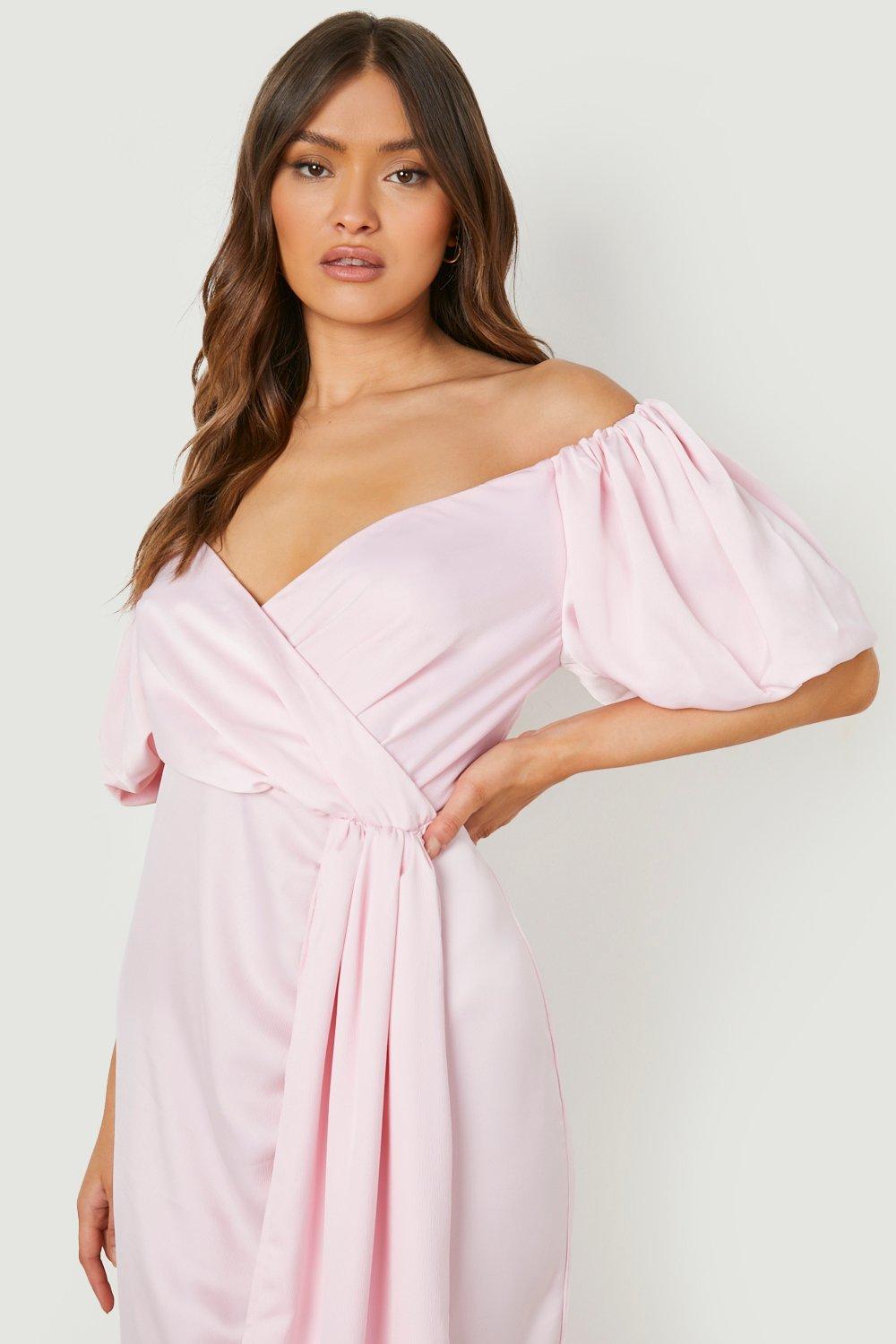 Off The Shoulder Puff Sleeve Maxi Dress