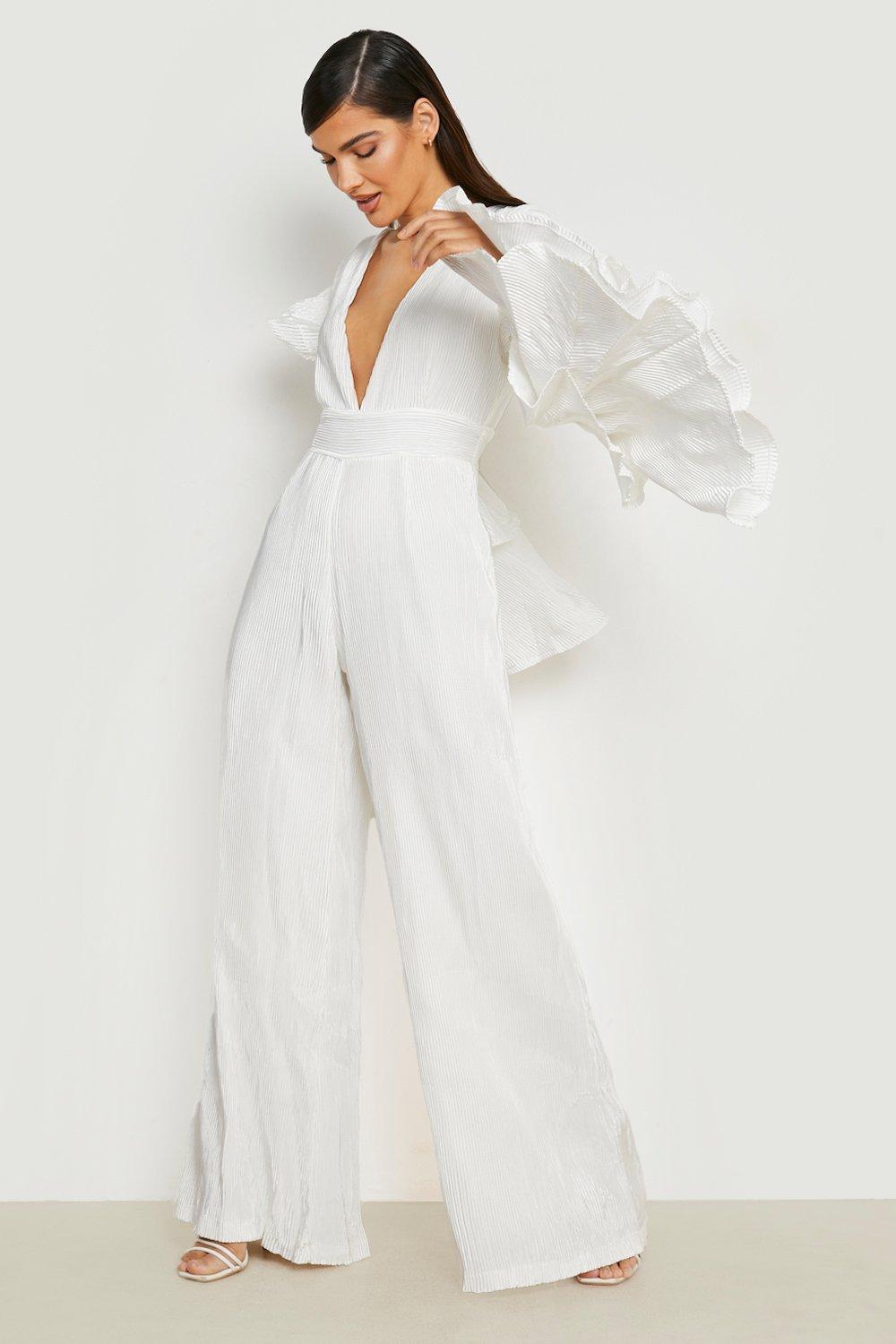 Satin store white jumpsuit