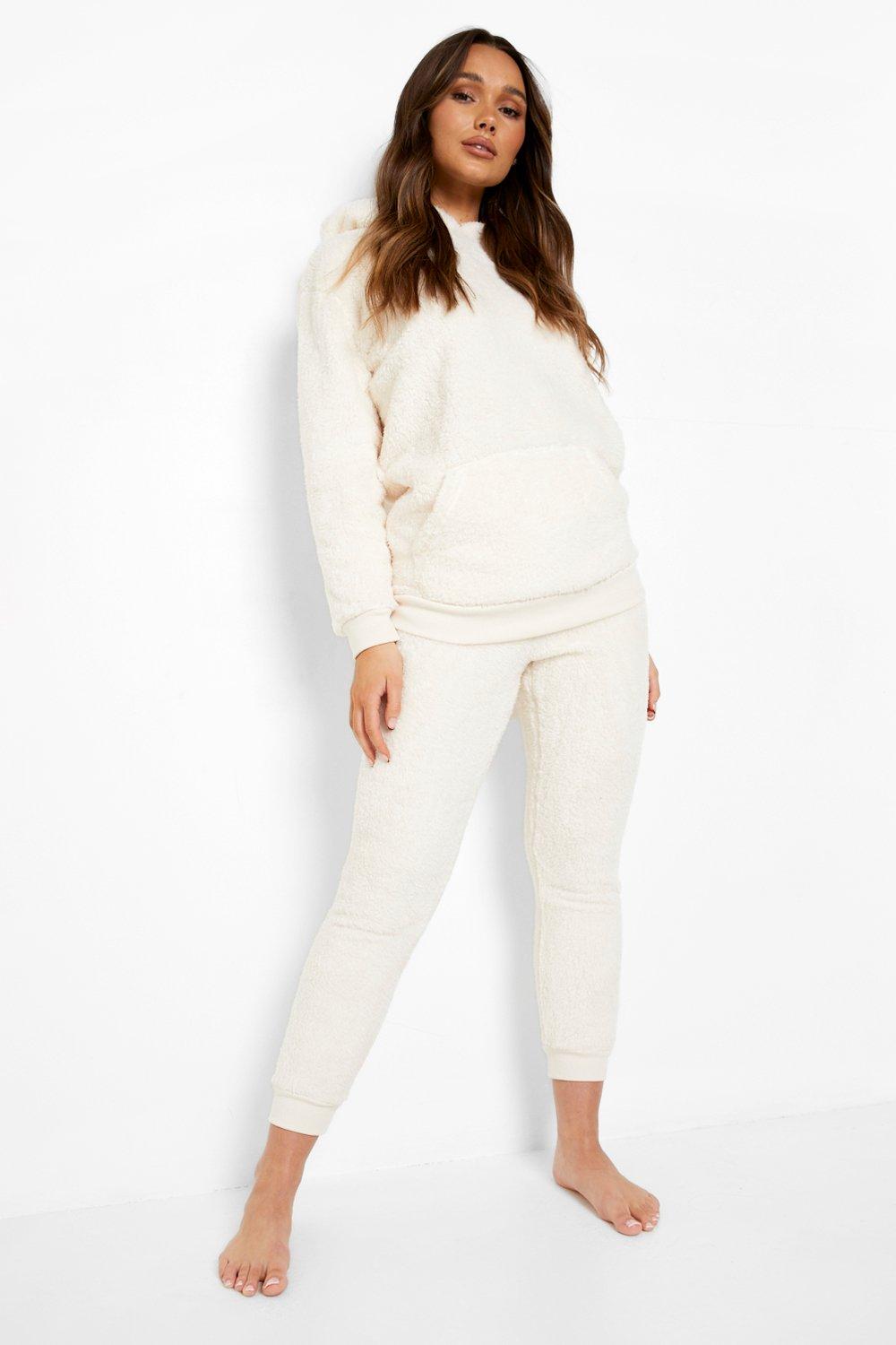 ASOS DESIGN lounge mini teddy hoodie & sweatpants set in pink