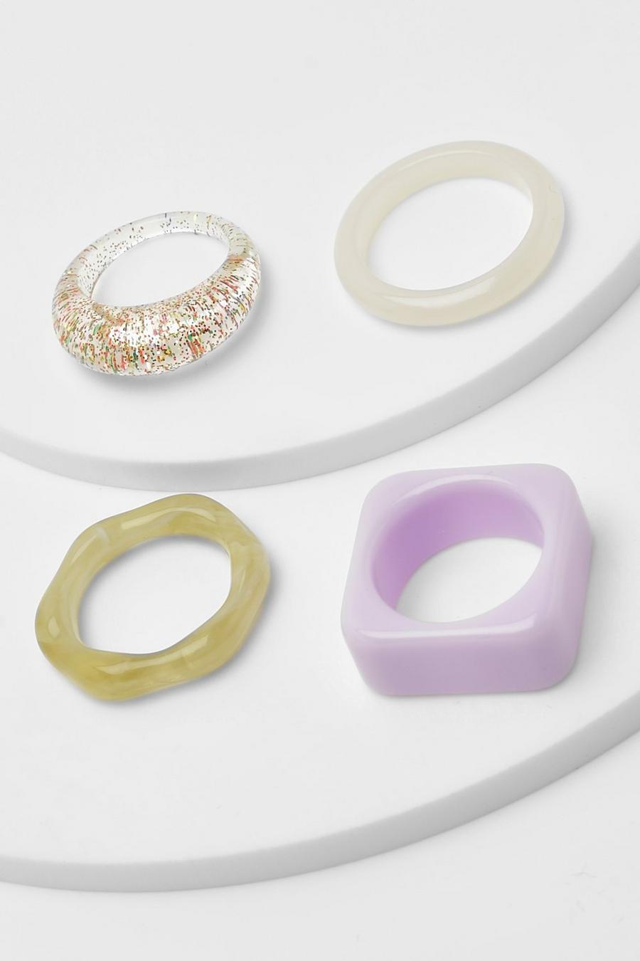Lilac Glitter Resin Ring Pack image number 1