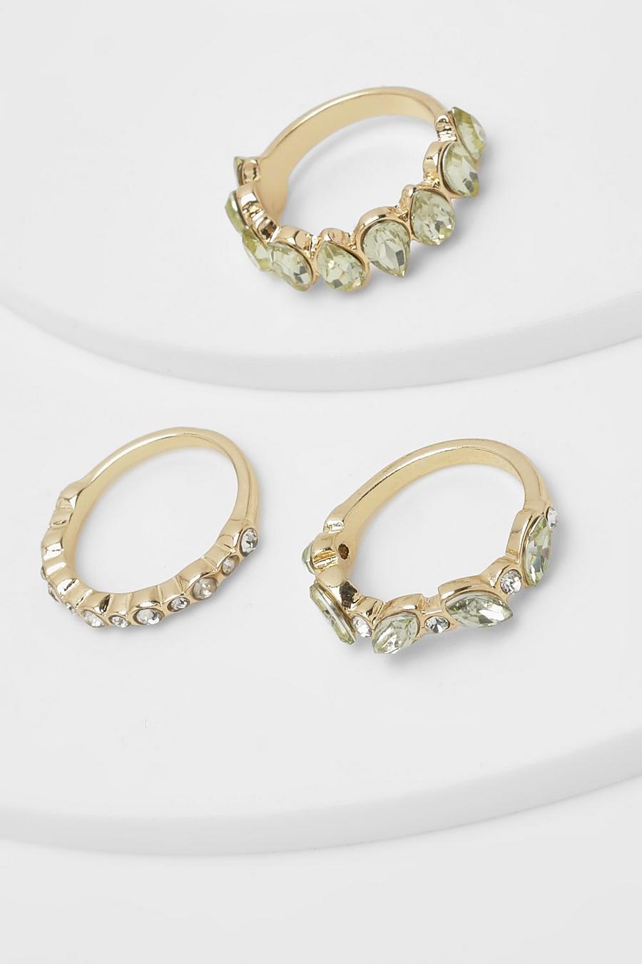 Gold Diamante Bling Ring Pack  image number 1