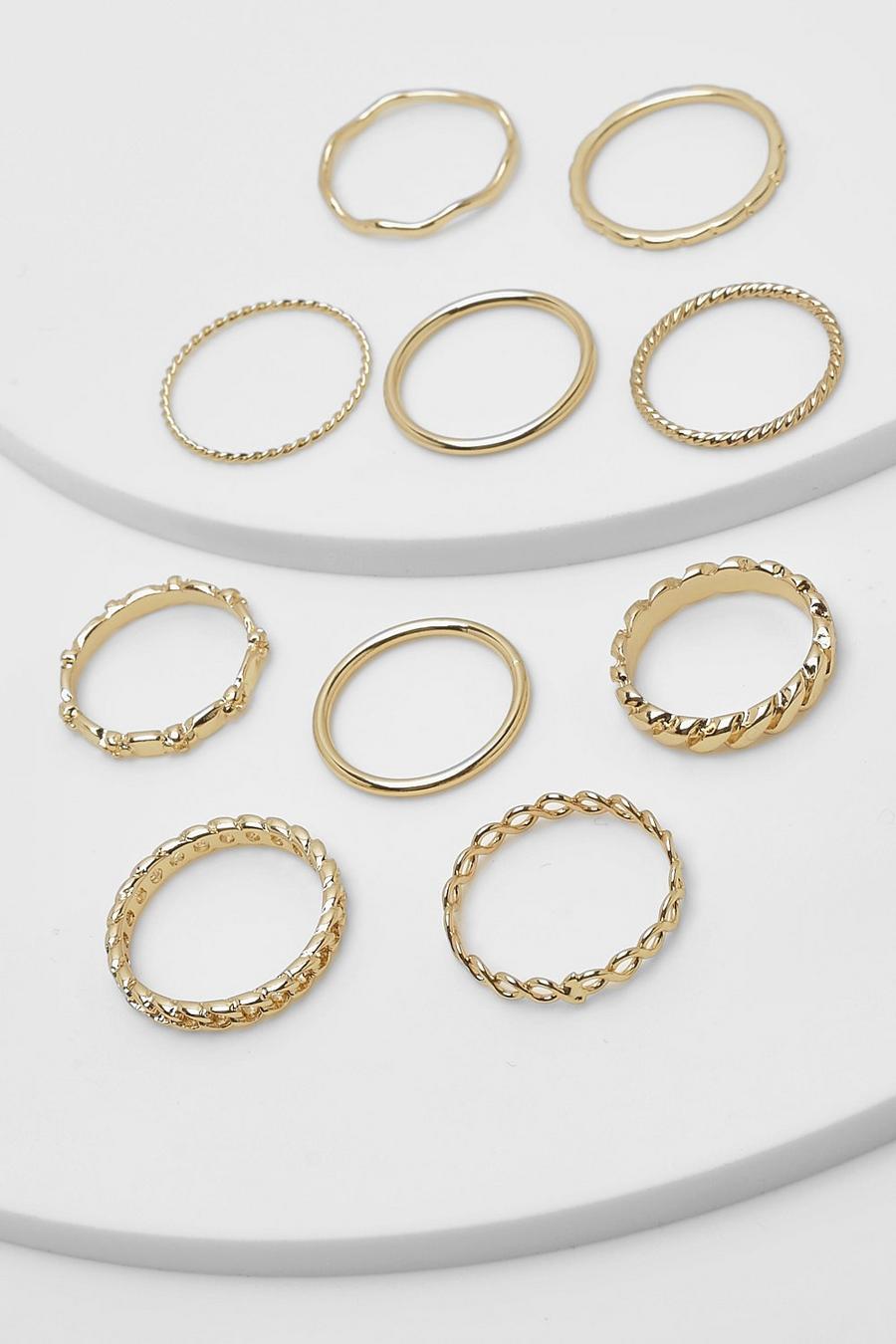 Gold metallic Basic Mixed Ring Pack
