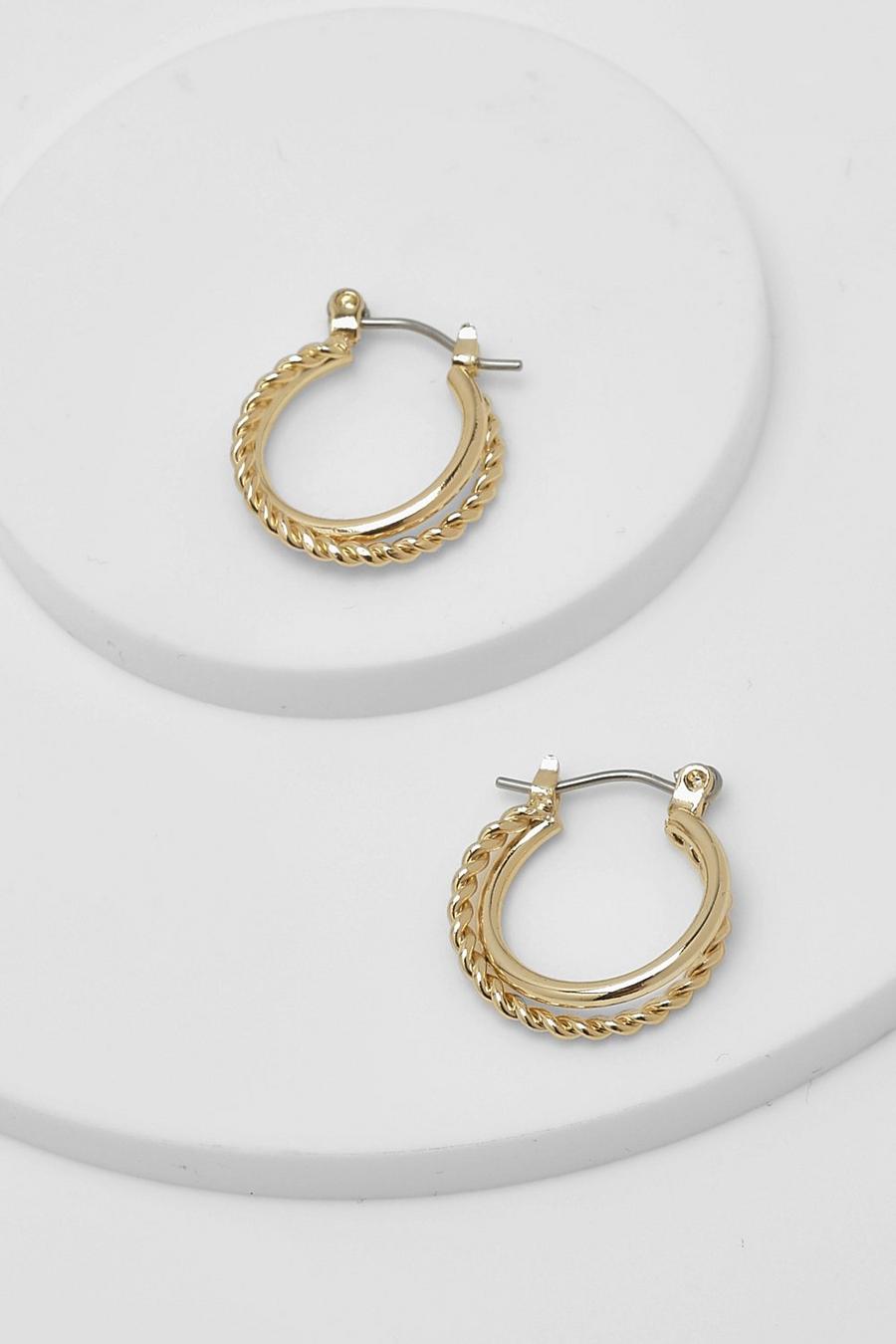 Gold Twisted Double Hoop image number 1