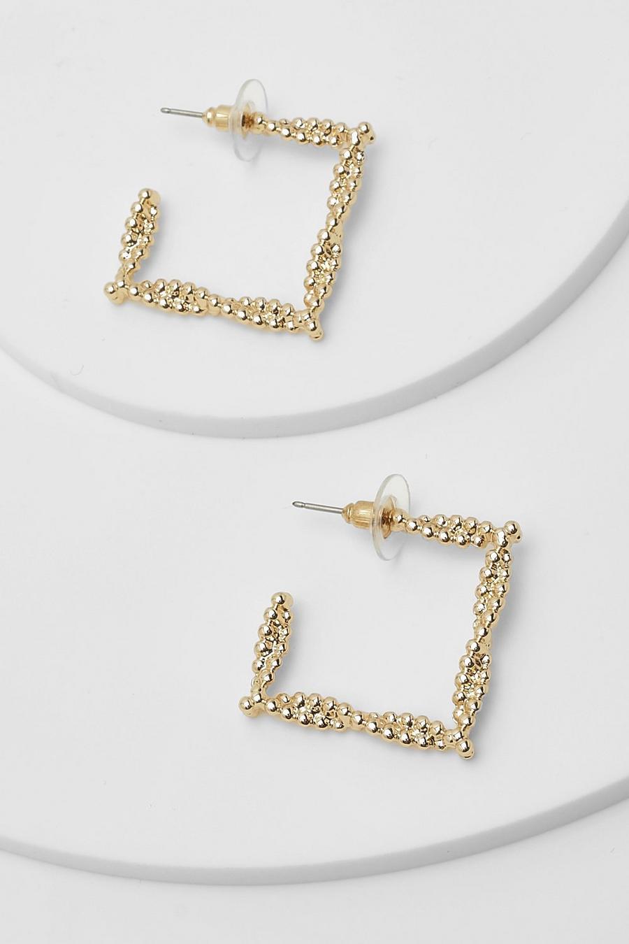 Gold Square Twisted Earrings 