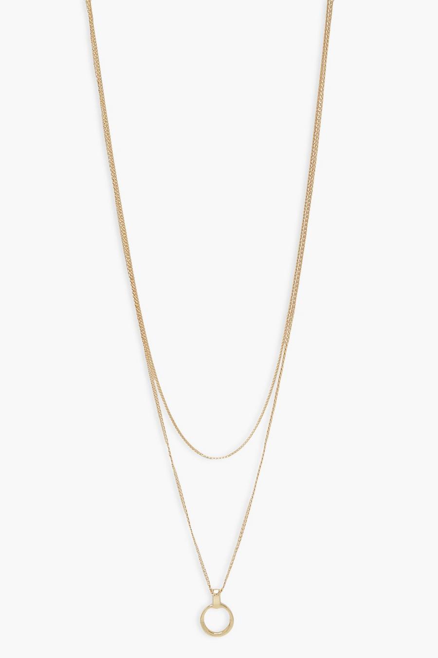 Gold Drop Circle Pendant Necklace 