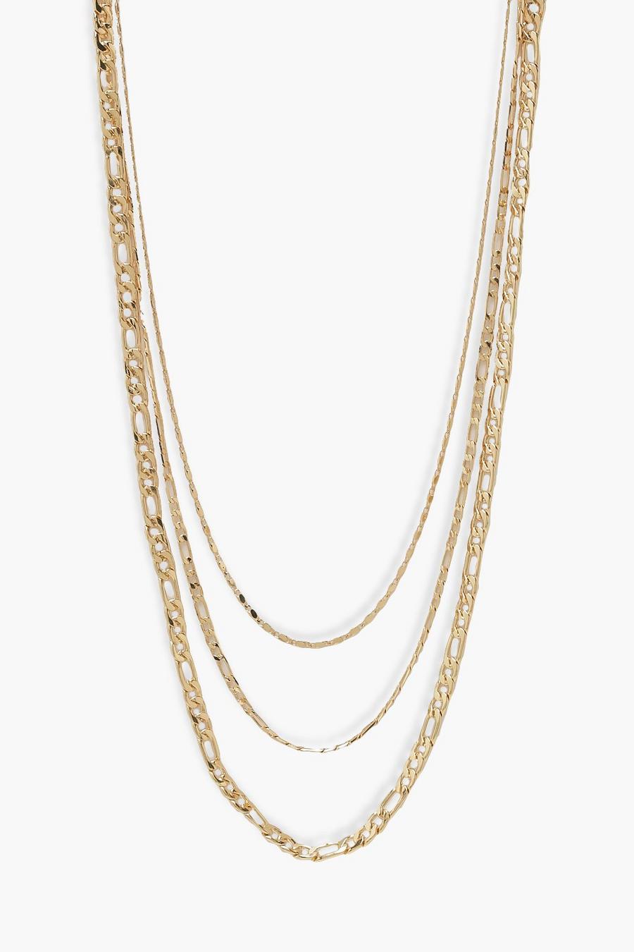 Gold Triple Chain Layering Necklaces image number 1
