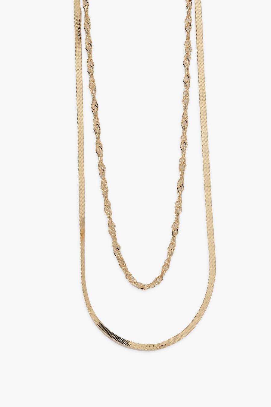 Gold Double Twist Flat Layering Necklace  image number 1