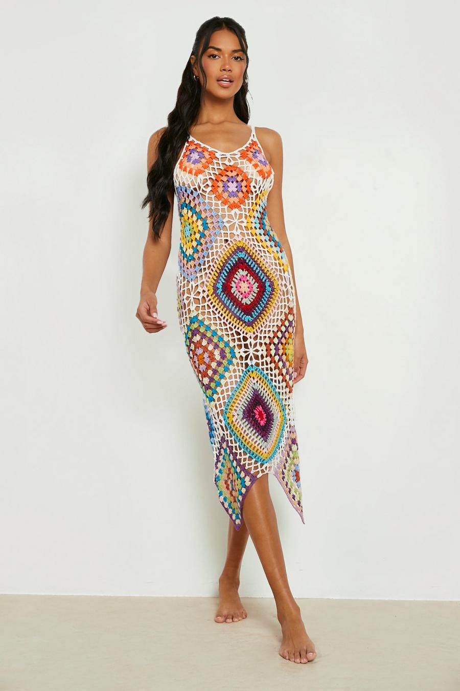 Ivory Premium Patchwork Crochet Maxi Dress image number 1
