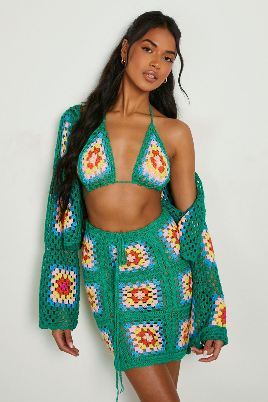 Green Premium Crochet Mini Skirt image number 1