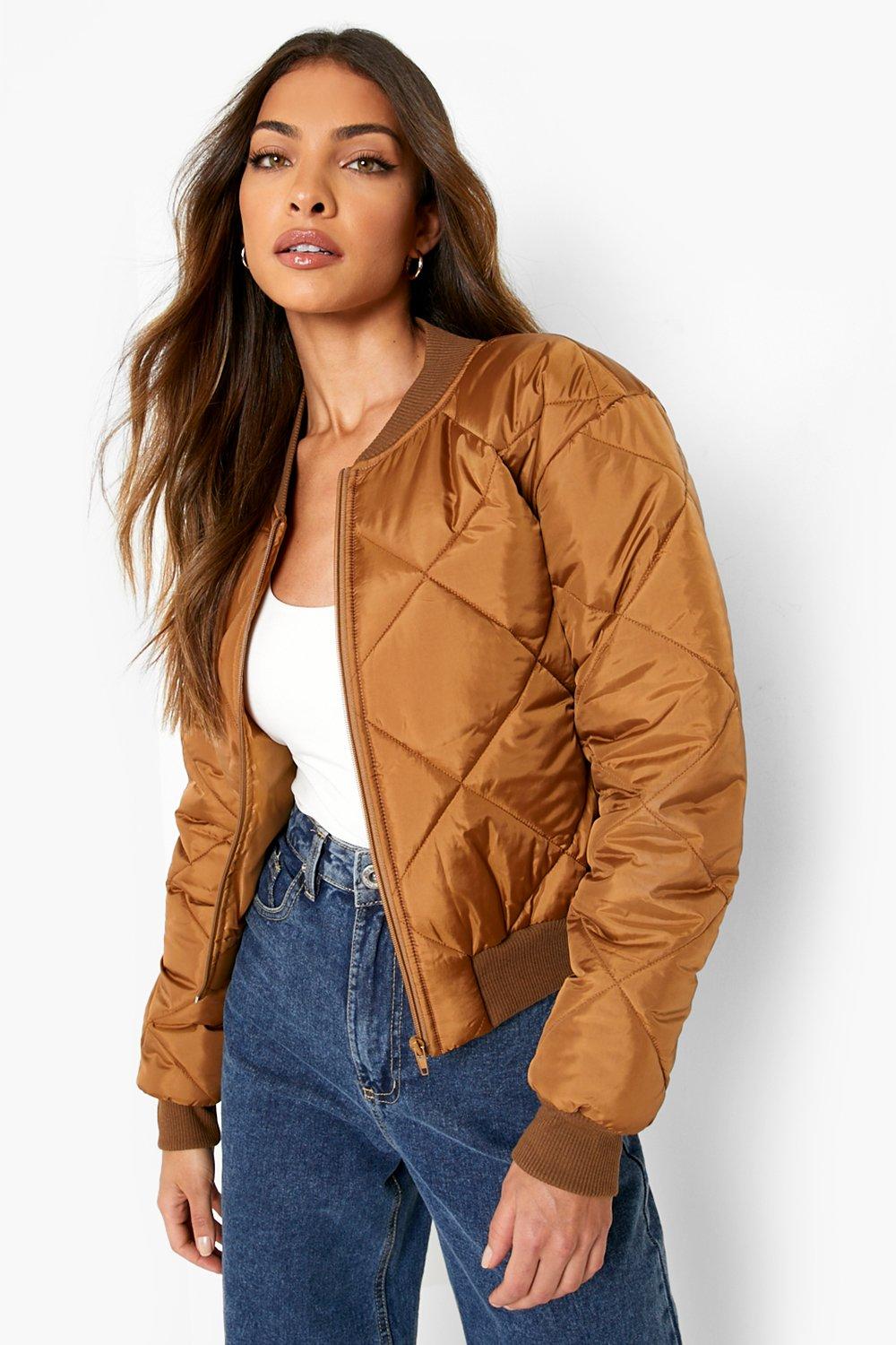 Tan bomber outlet jacket womens