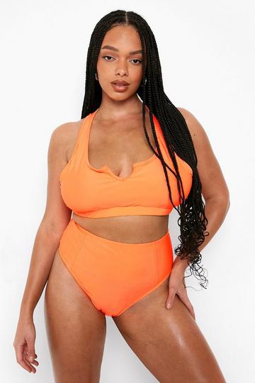 Plus Neon Essentials Notch Neck Bikini Top neon-orange