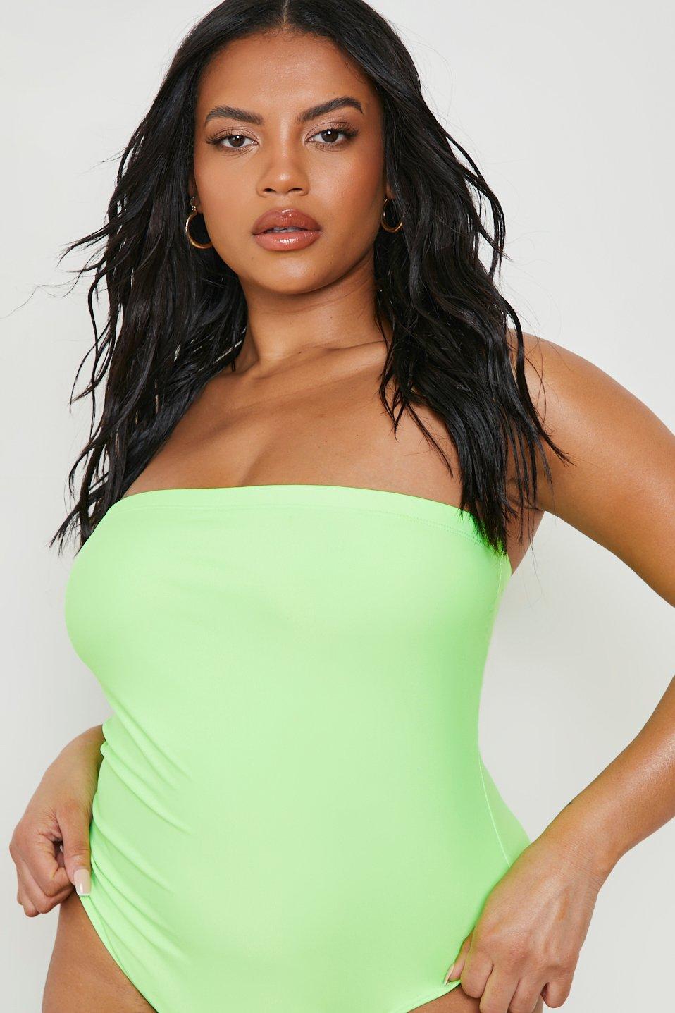 Plus Neon Essentials Bandeau Swimsuit