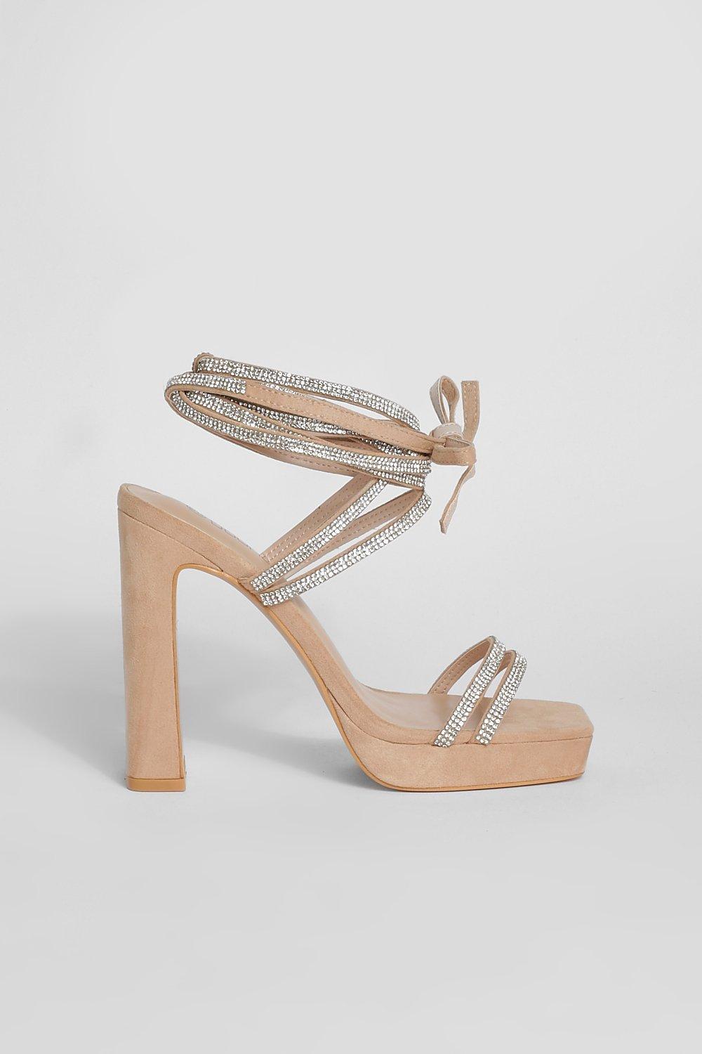 Diamante Wrap Up Platform Heels