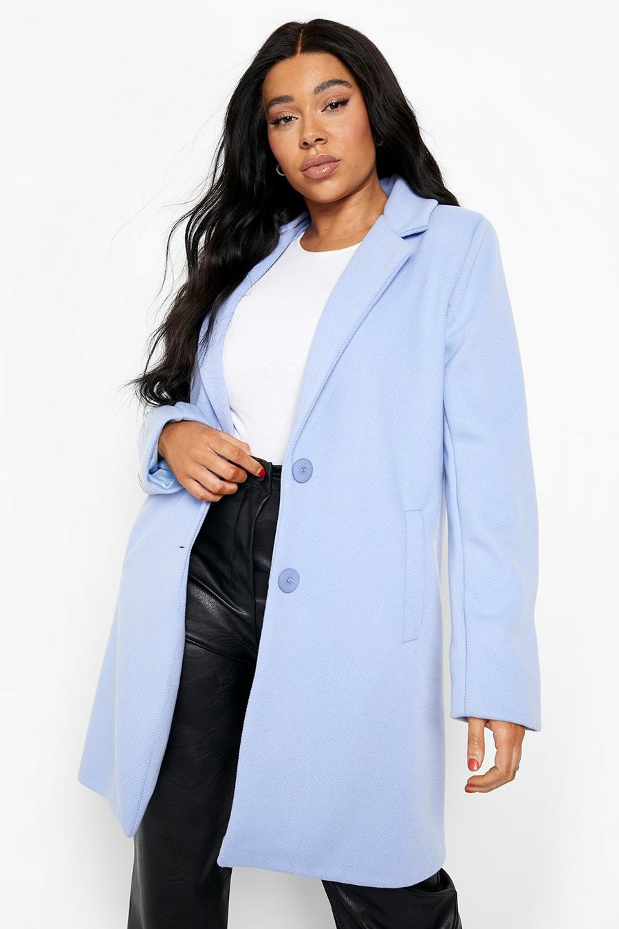 Cappotto Plus Size effetto lana in colori accesi, Baby blue image number 1