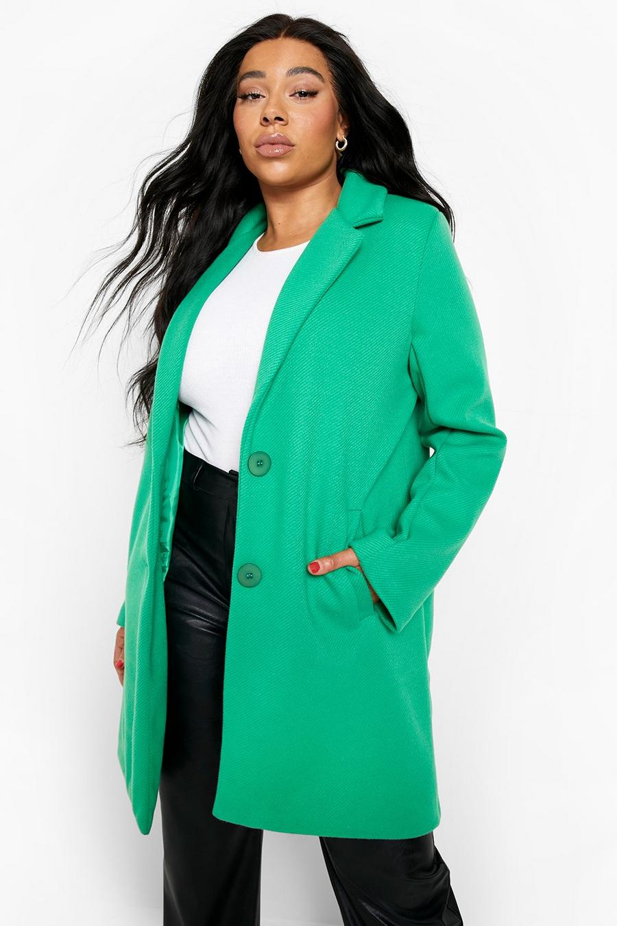 Green Plus Color Pop Wool Look Coat image number 1