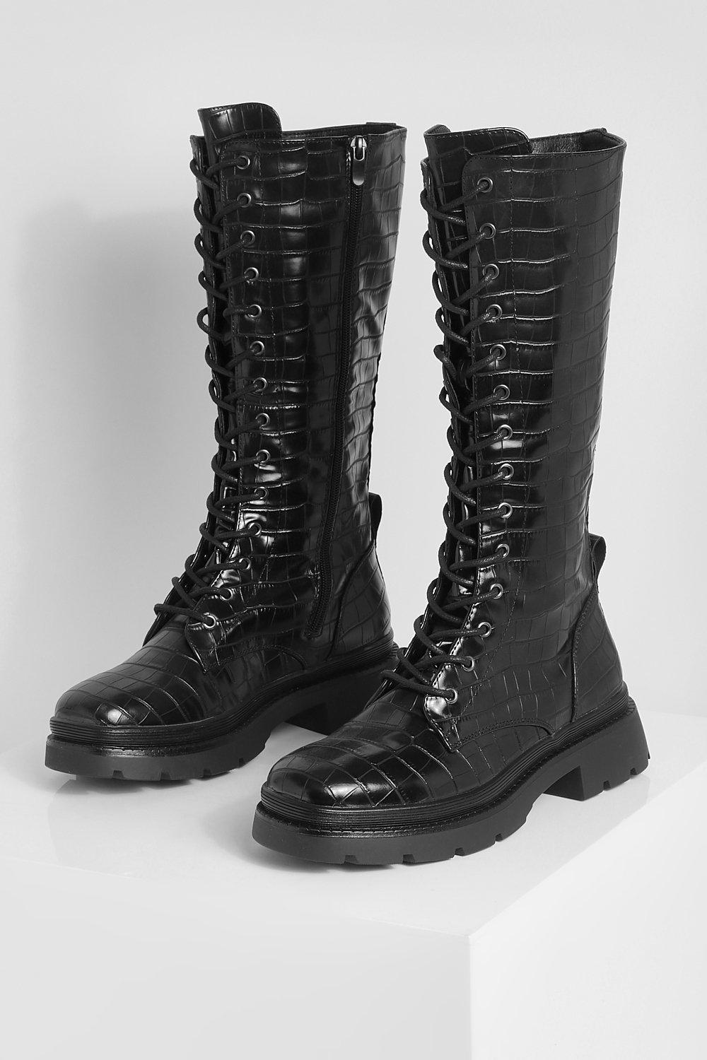 Calf high hot sale combat boots