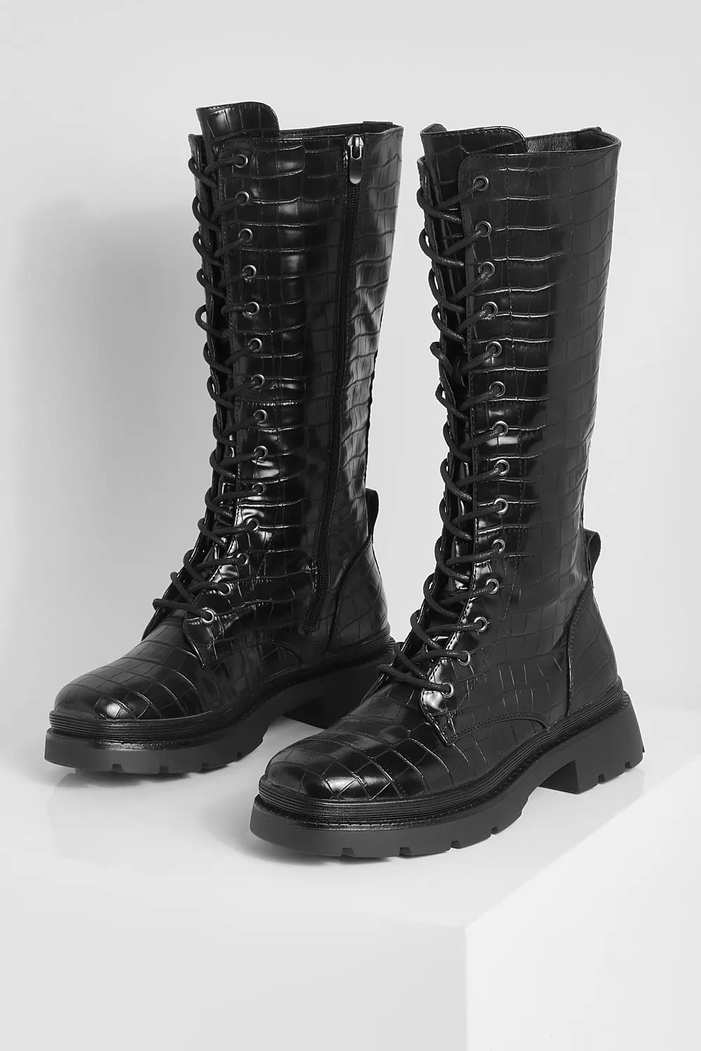 Calf high 2024 lace up boots