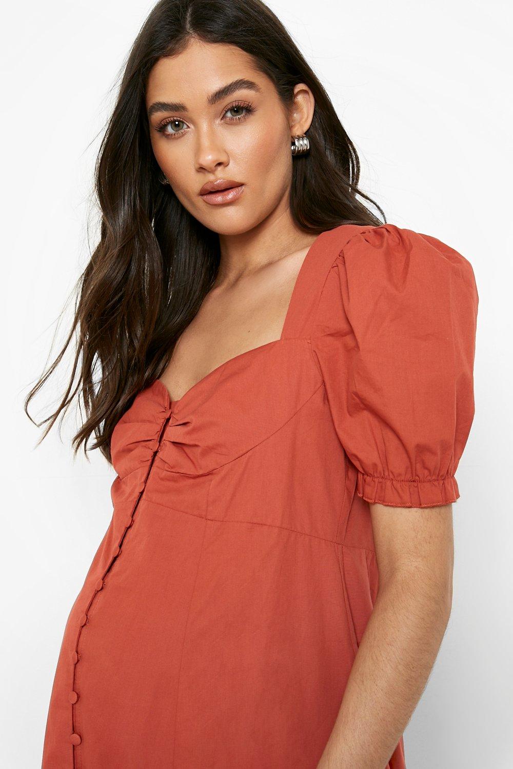 rust maternity gown