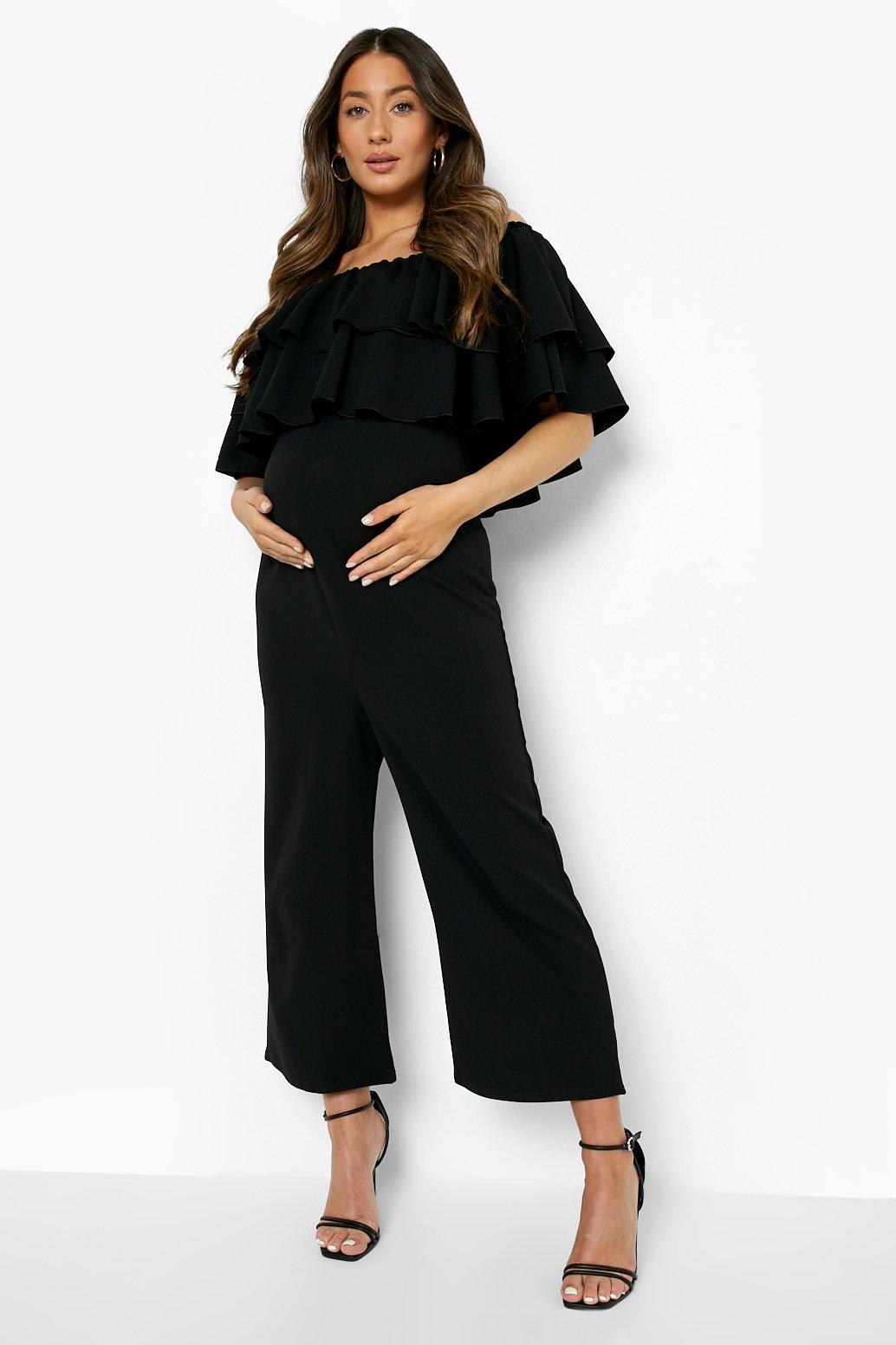 Off the shoulder maternity hot sale jumpsuit