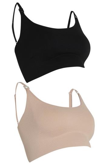 Maternity Longline Nursing Bra 2 Pack black_nude