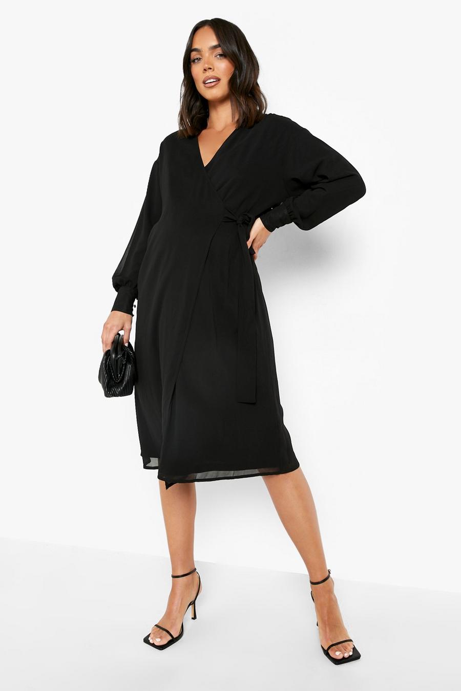 Black Mammakläder - Midiklänning med omlott image number 1