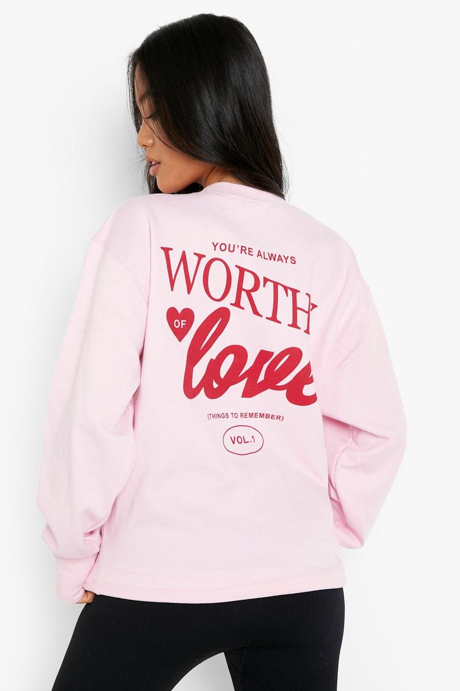 Pink Petite Slogan Back Print Sweatshirt 