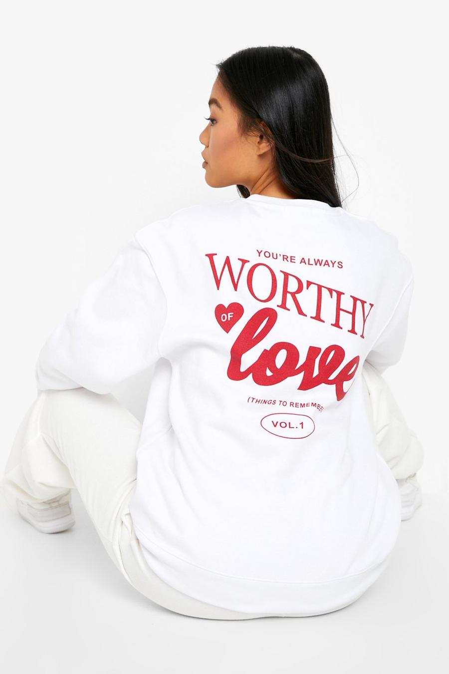 White Petite Slogan Back Print Sweatshirt  image number 1