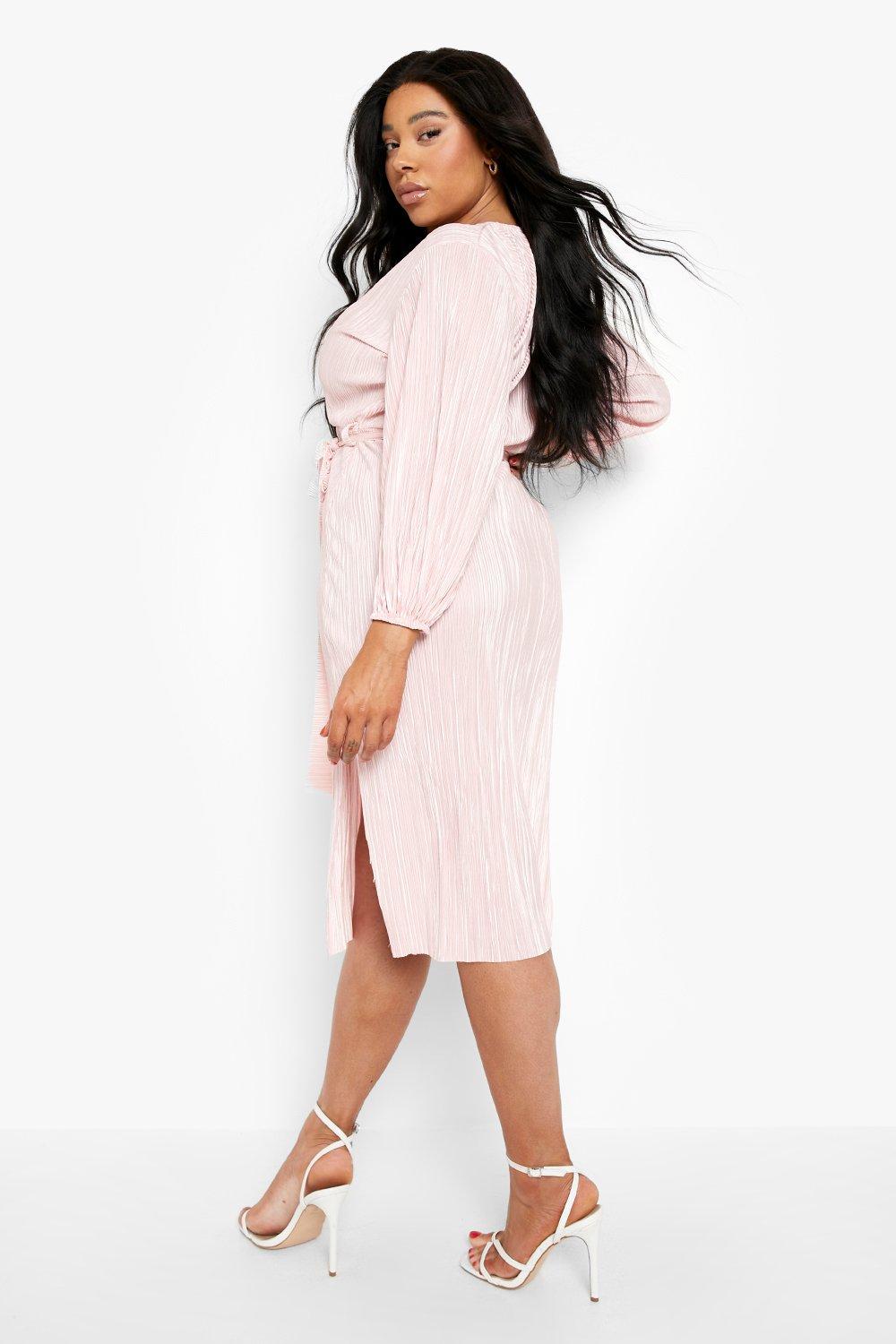 Boohoo pink sale midi dress