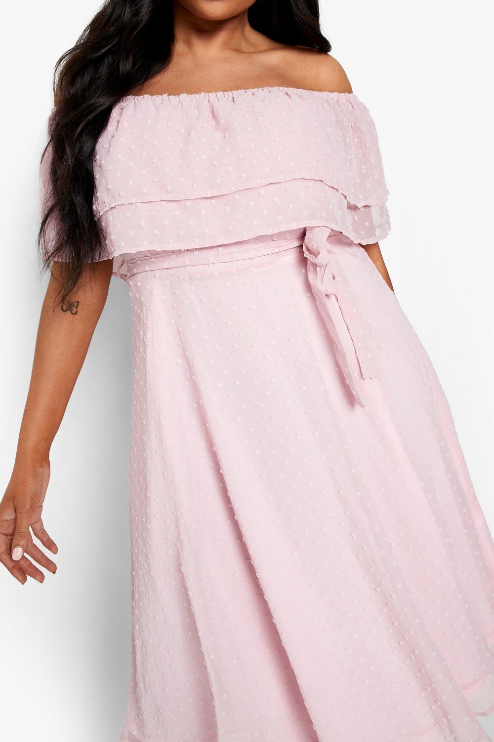 Pink off the best sale shoulder dress plus size