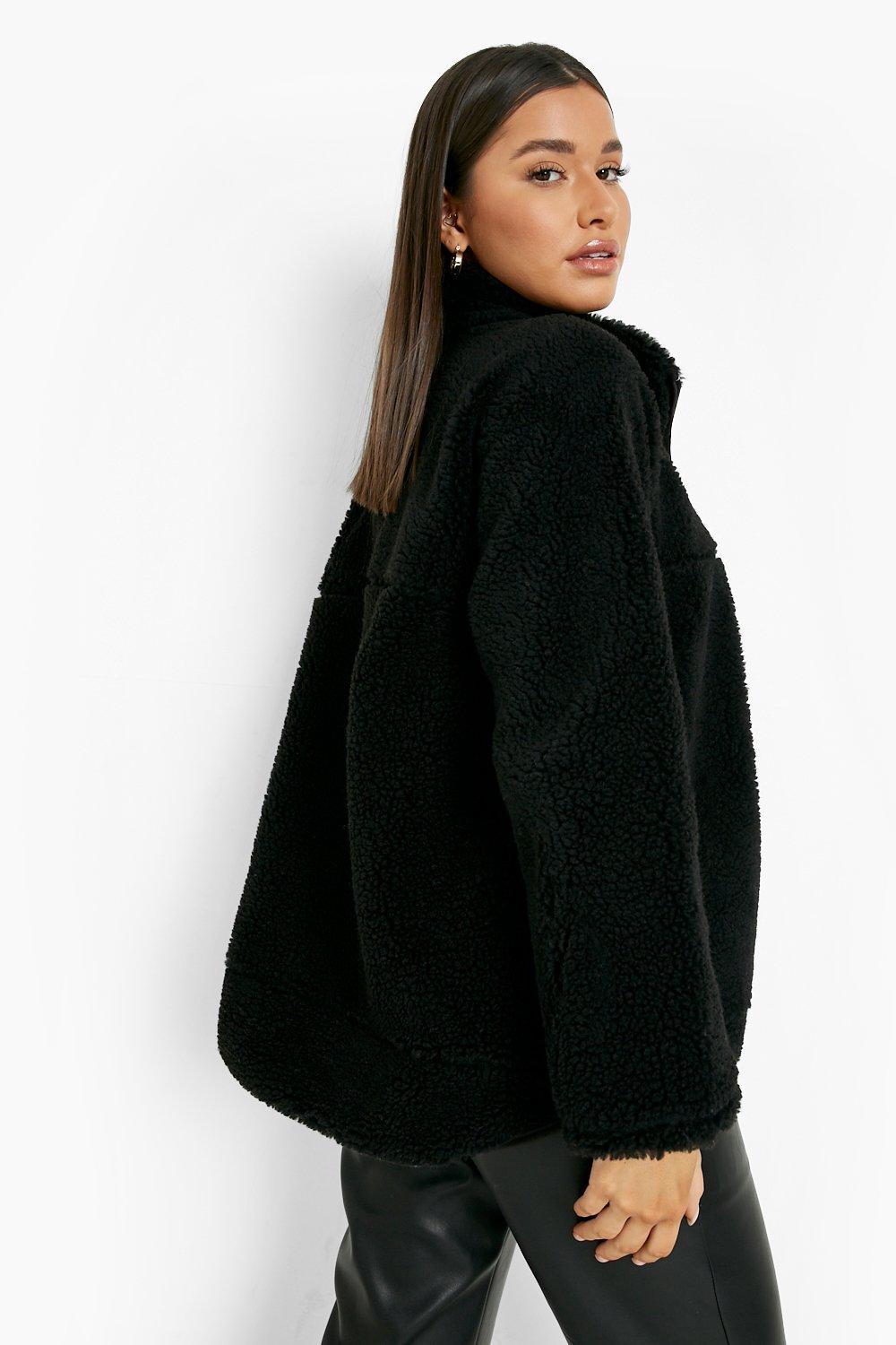 funnel neck fur coat