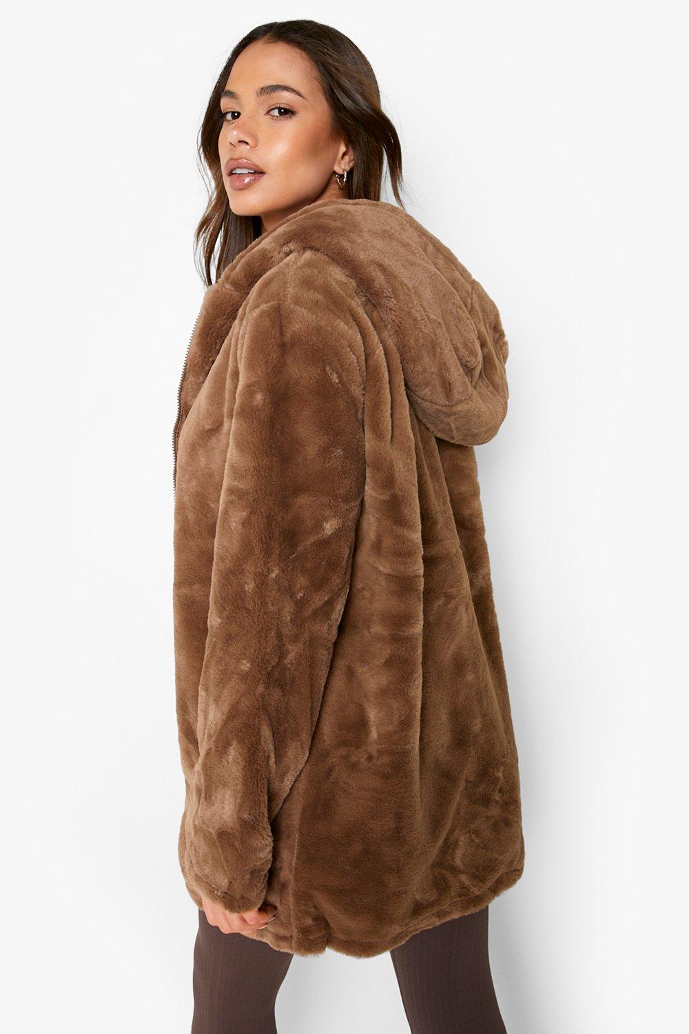 Boohoo hooded faux fur on sale coat