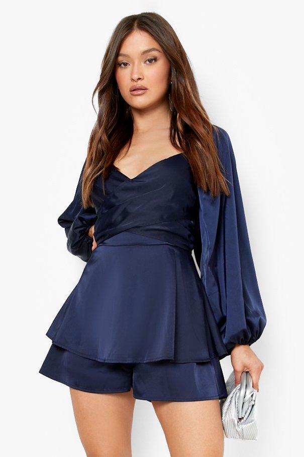 Navy hotsell satin wrap