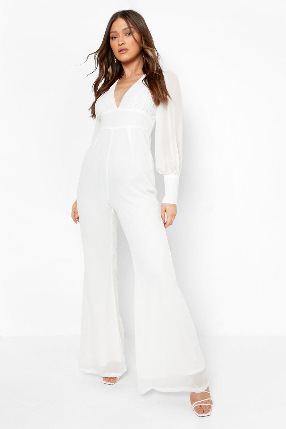 White chiffon sale jumpsuit womens