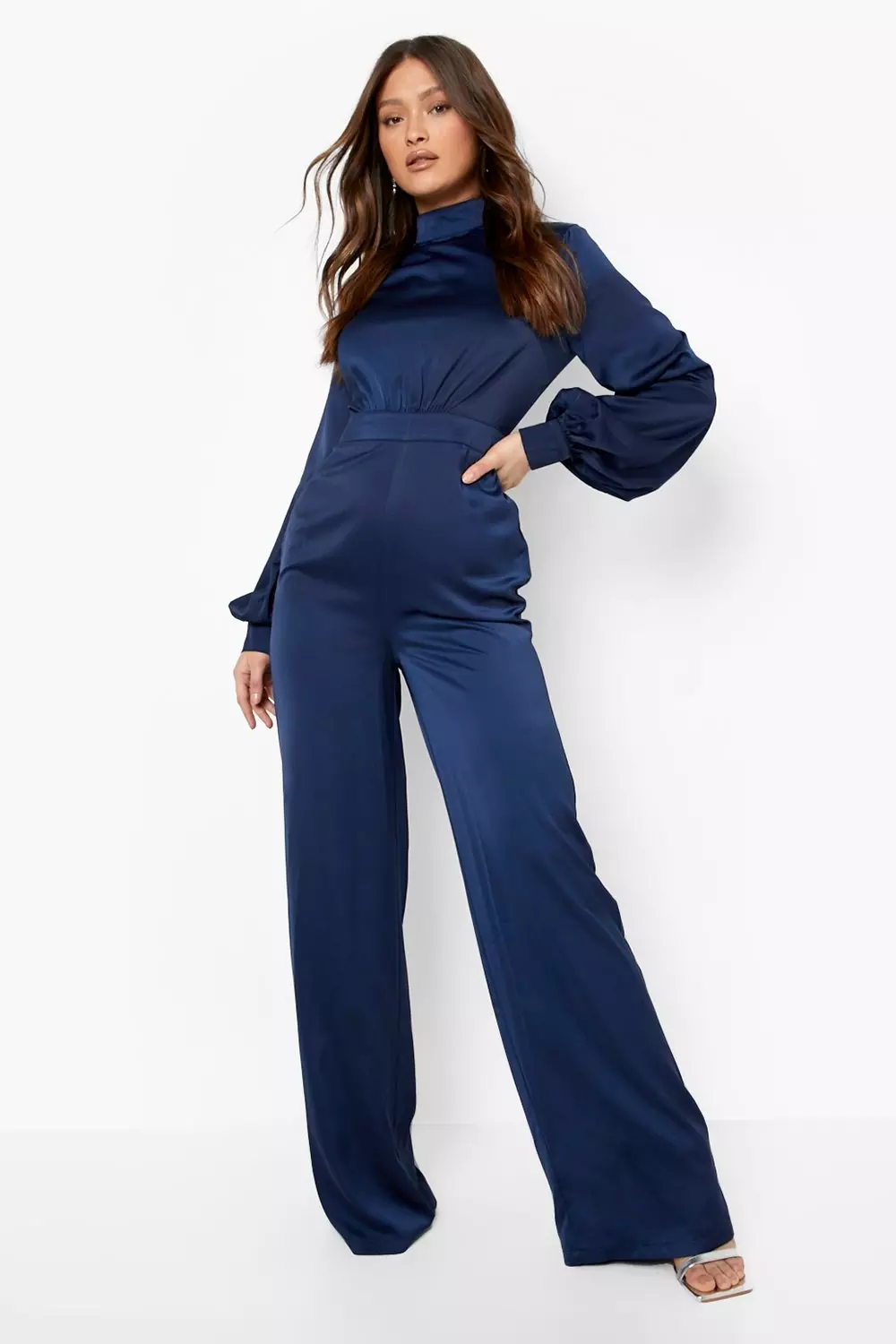 High Neck Balloon Sleeve Jumpsuit