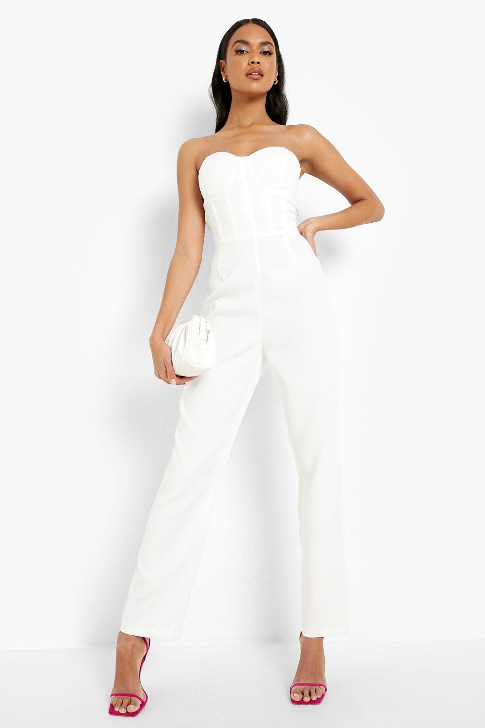 Express white cheap strapless jumpsuit