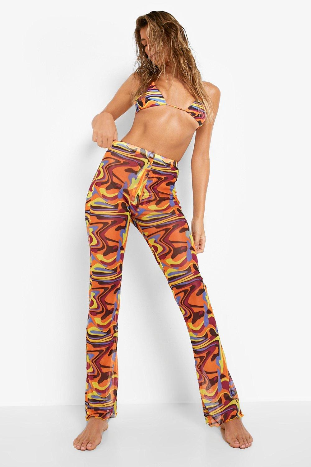 Marble Mesh Frill Edge Beach Trousers boohoo