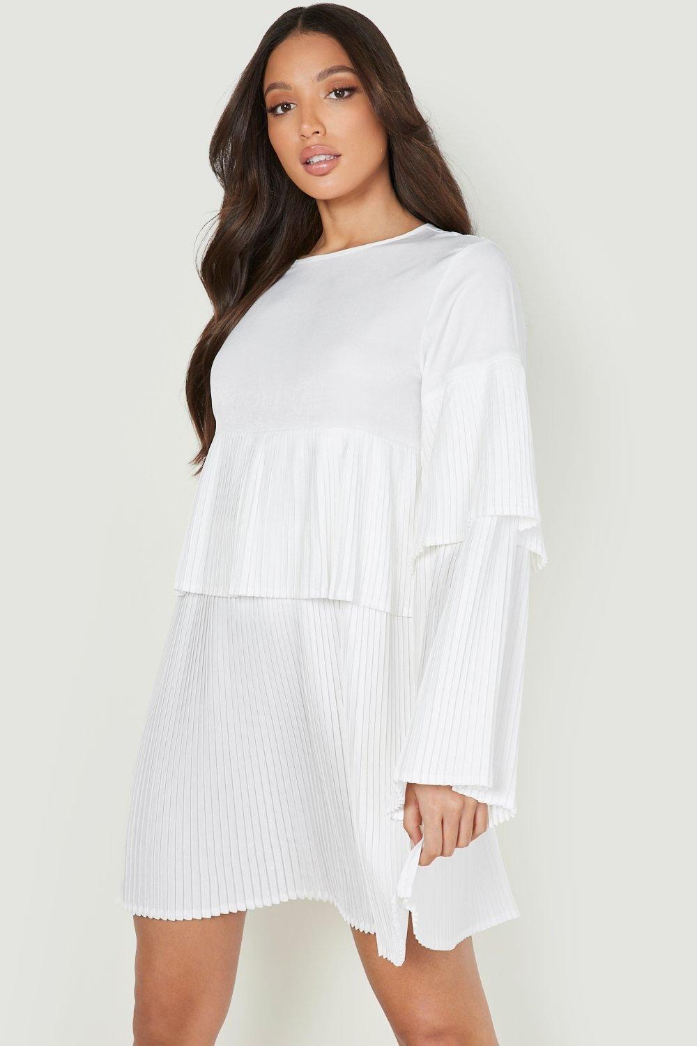 Missguided pleated hot sale smock dress