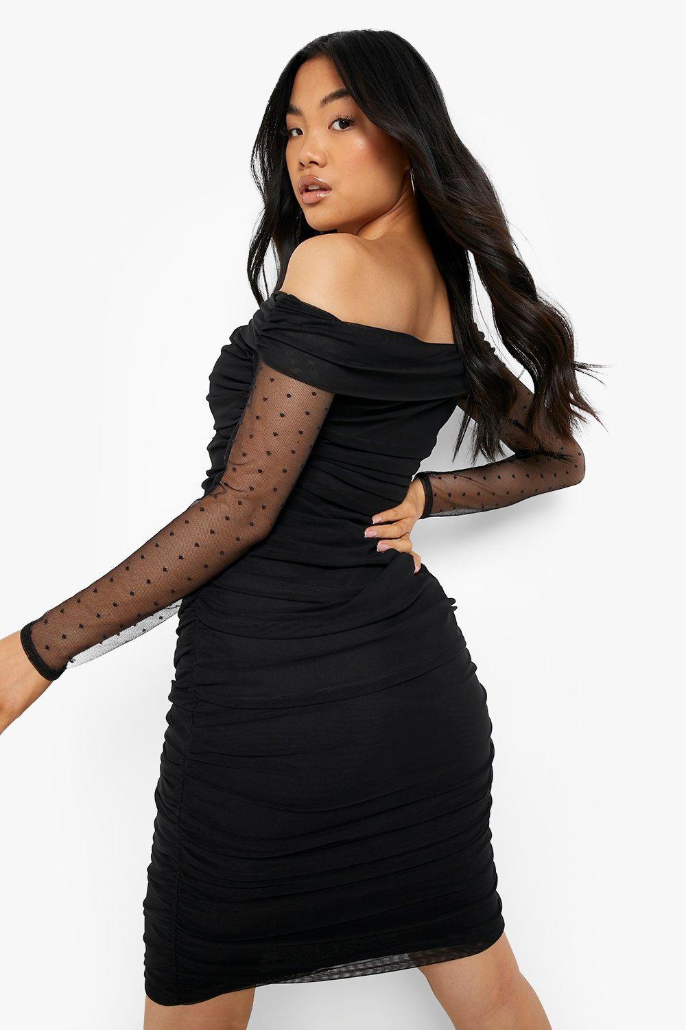 Boohoo black mesh clearance dress