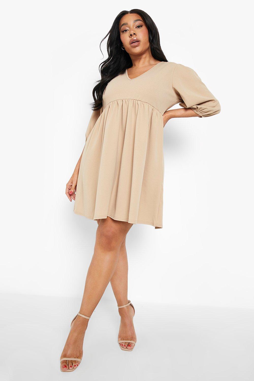 v neck blouson dress