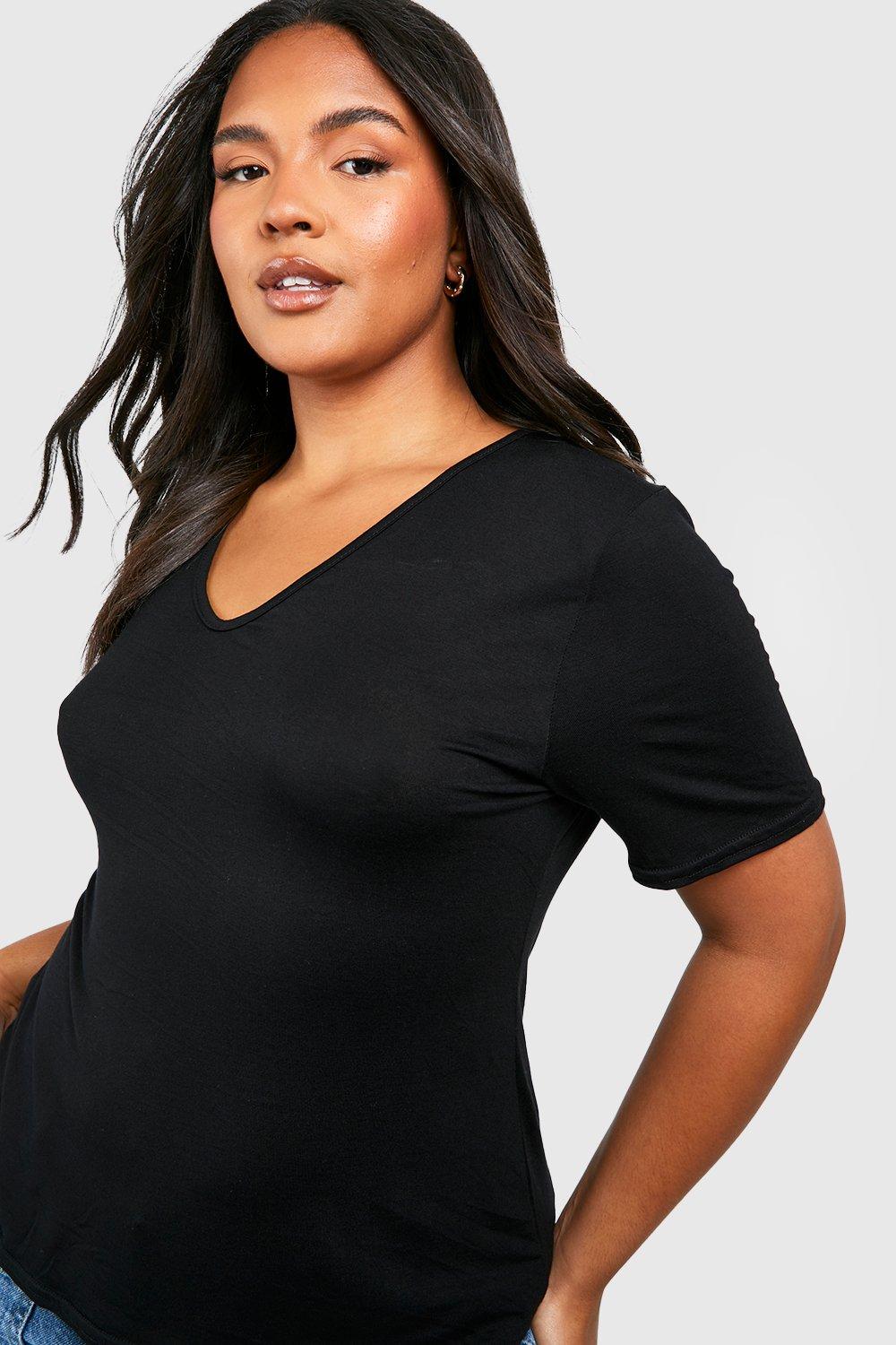 SHOWMALL Plus Size Tunic for Women Cold Shoulder Top Black 2X Blouse Short  Sleeve Clothing V Neck Shirts Summer Clothes 