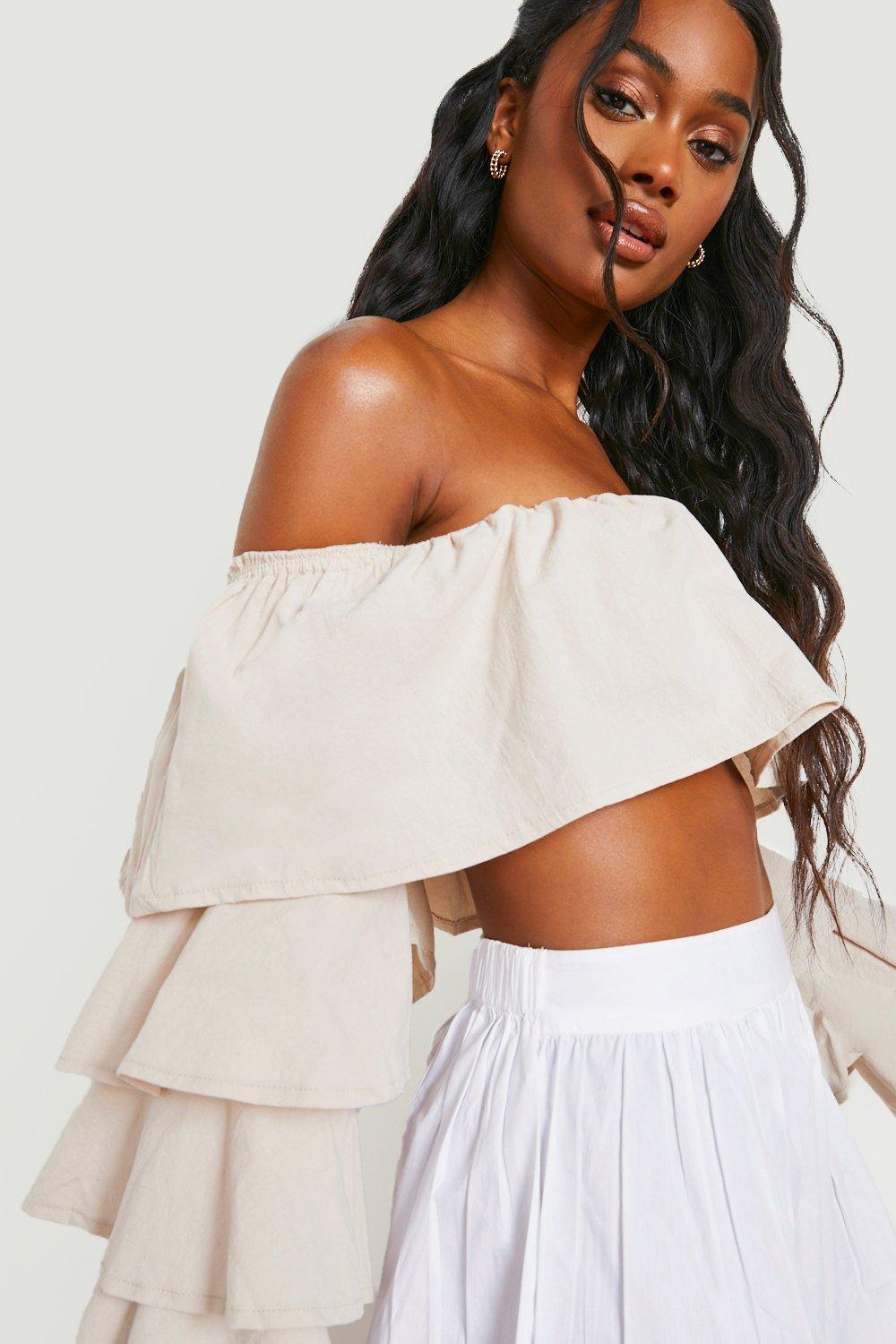 Linen cheap ruffle top