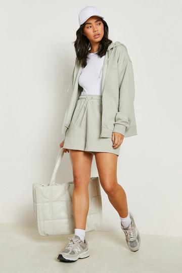 Sage Green Zip Through Short Tracksuit With Reel Cotton