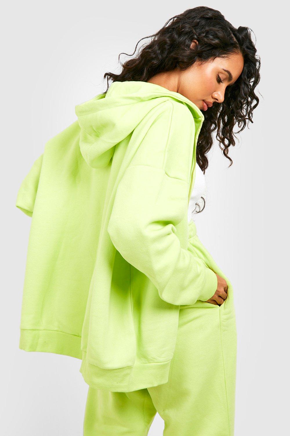 yellow oversized zip up hoodie