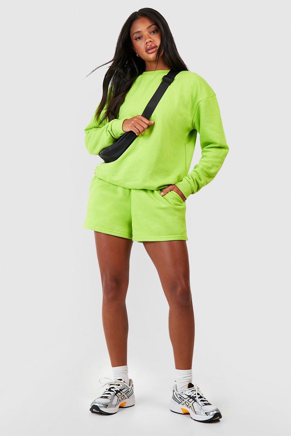 Women neon 2025 green cotton shorts