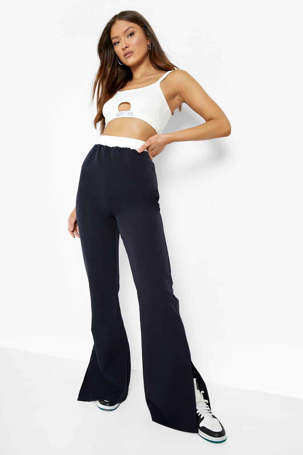 Boohoo Tall Contrast Waistband Detail Pants in Black