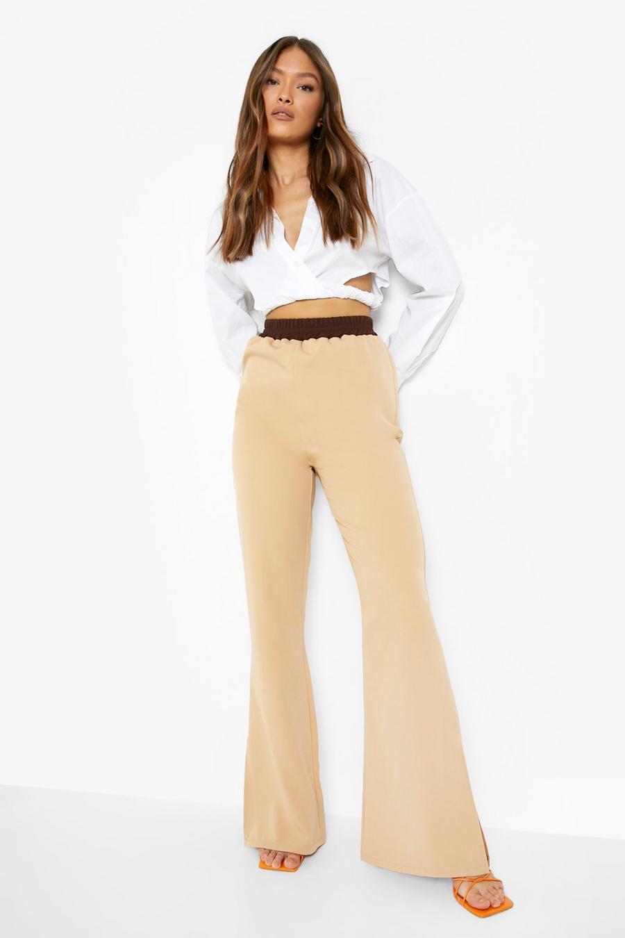 Nude Contrast Waistband Luxe Jogger With Split image number 1