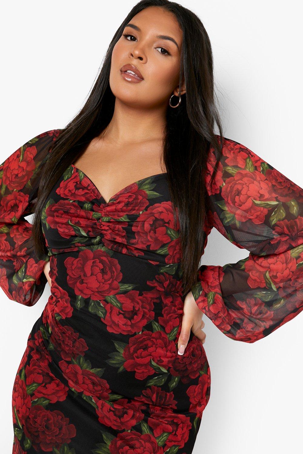 Plus Size Clothing, Molett Rose Mesh Nagy Hasított tetejére, Debshops